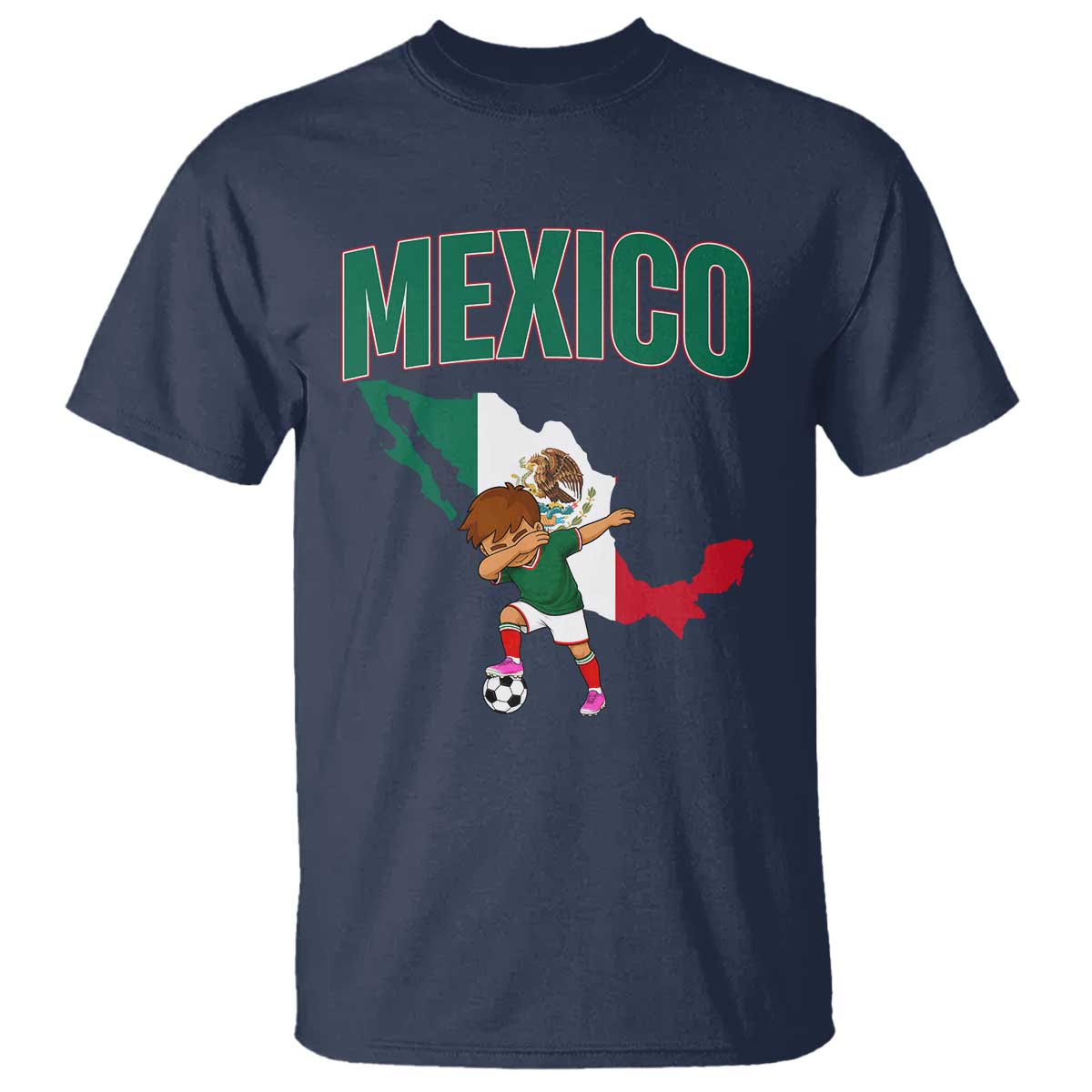 Mexico Soccer Boy Dabbing Boy Mexican Flag Map T Shirt