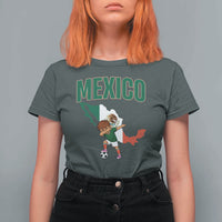 Mexico Soccer Boy Dabbing Boy Mexican Flag Map T Shirt For Women