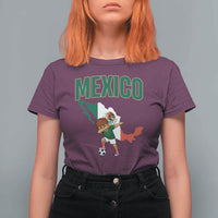 Mexico Soccer Boy Dabbing Boy Mexican Flag Map T Shirt For Women