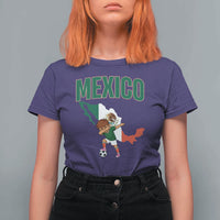 Mexico Soccer Boy Dabbing Boy Mexican Flag Map T Shirt For Women