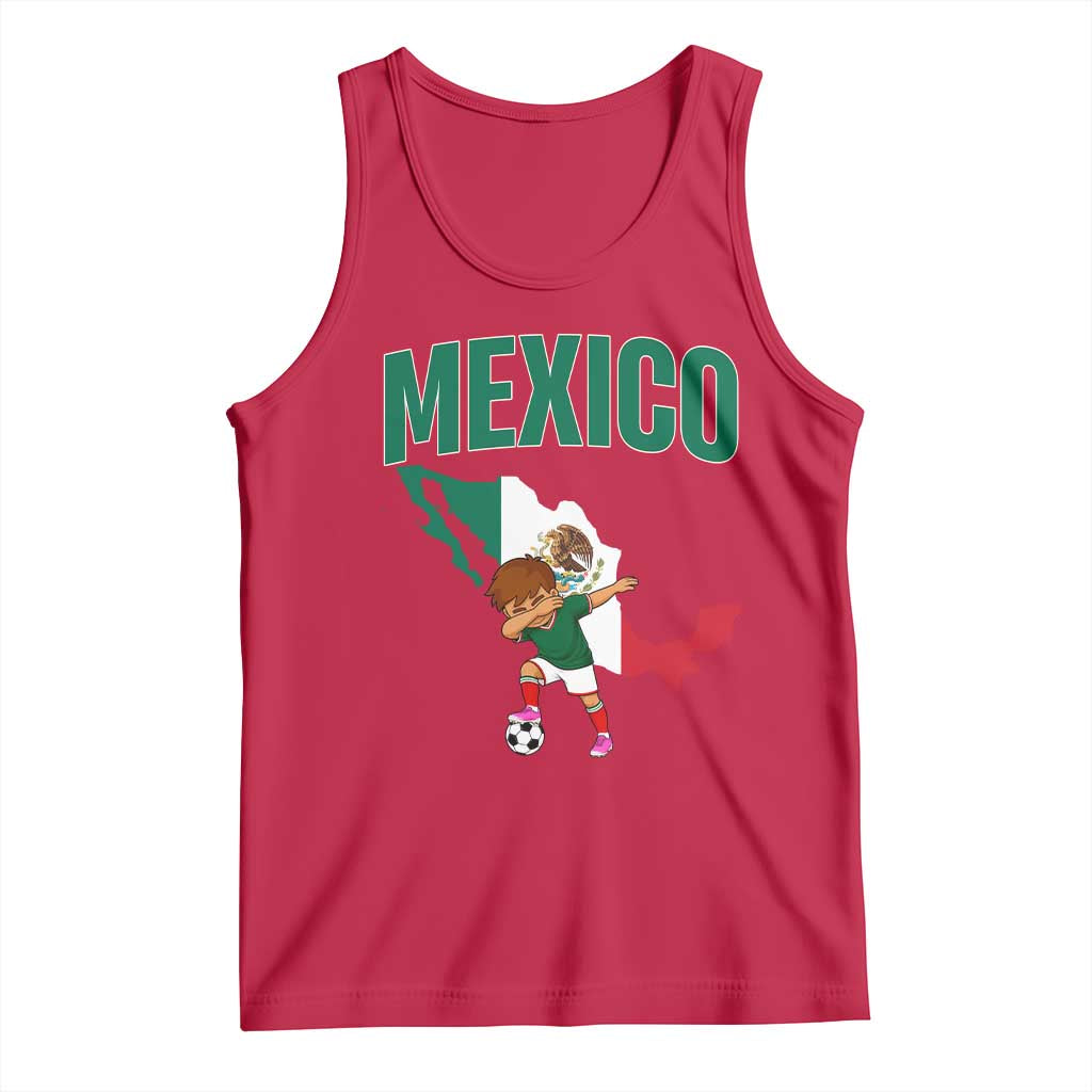 Mexico Soccer Boy Dabbing Boy Mexican Flag Map Tank Top