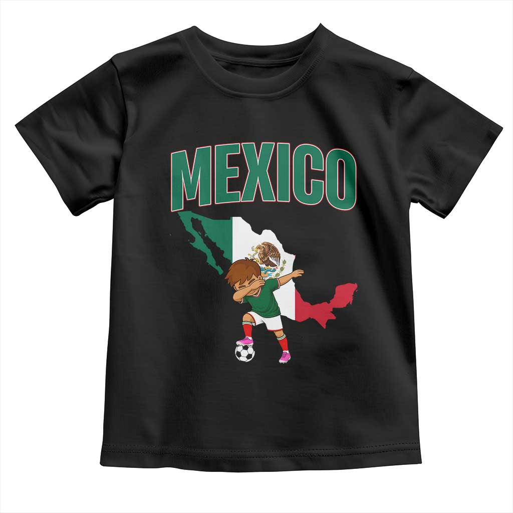 Mexico Soccer Boy Dabbing Boy Mexican Flag Map Toddler T Shirt