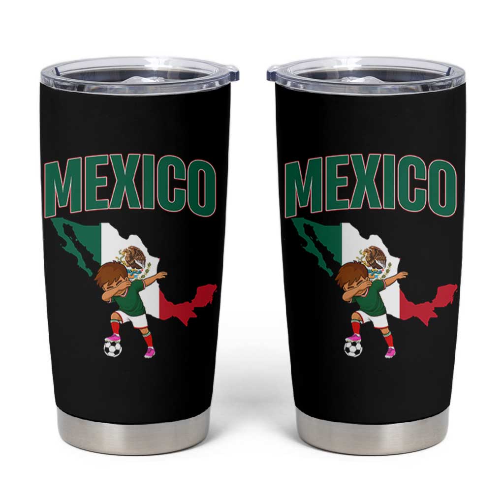 Mexico Soccer Boy Dabbing Boy Mexican Flag Map Tumbler Cup