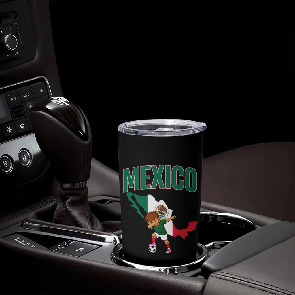 Mexico Soccer Boy Dabbing Boy Mexican Flag Map Tumbler Cup