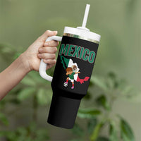 Mexico Soccer Boy Dabbing Boy Mexican Flag Map Tumbler With Handle