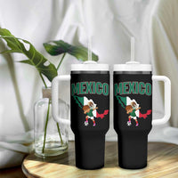 Mexico Soccer Boy Dabbing Boy Mexican Flag Map Tumbler With Handle