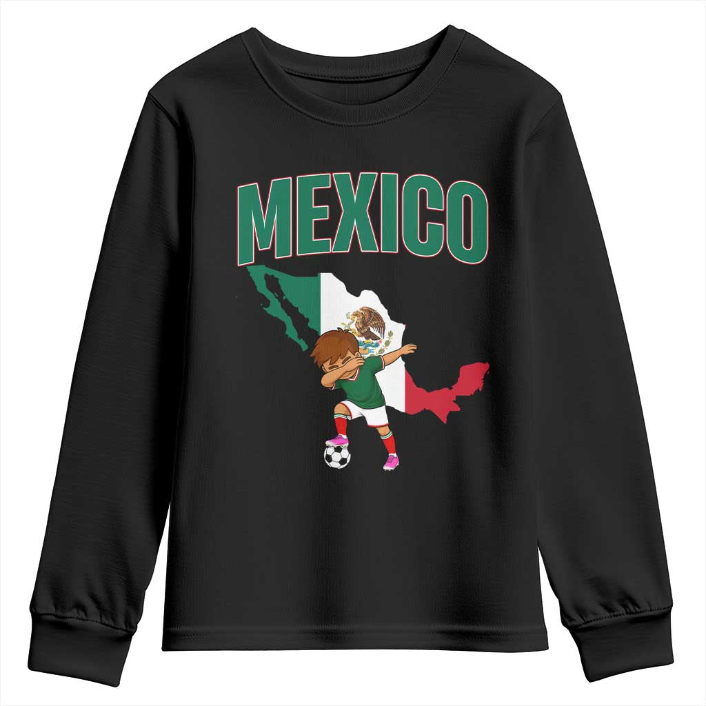 Mexico Soccer Boy Dabbing Boy Mexican Flag Map Youth Sweatshirt