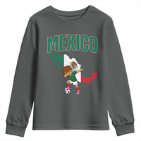 Mexico Soccer Boy Dabbing Boy Mexican Flag Map Youth Sweatshirt