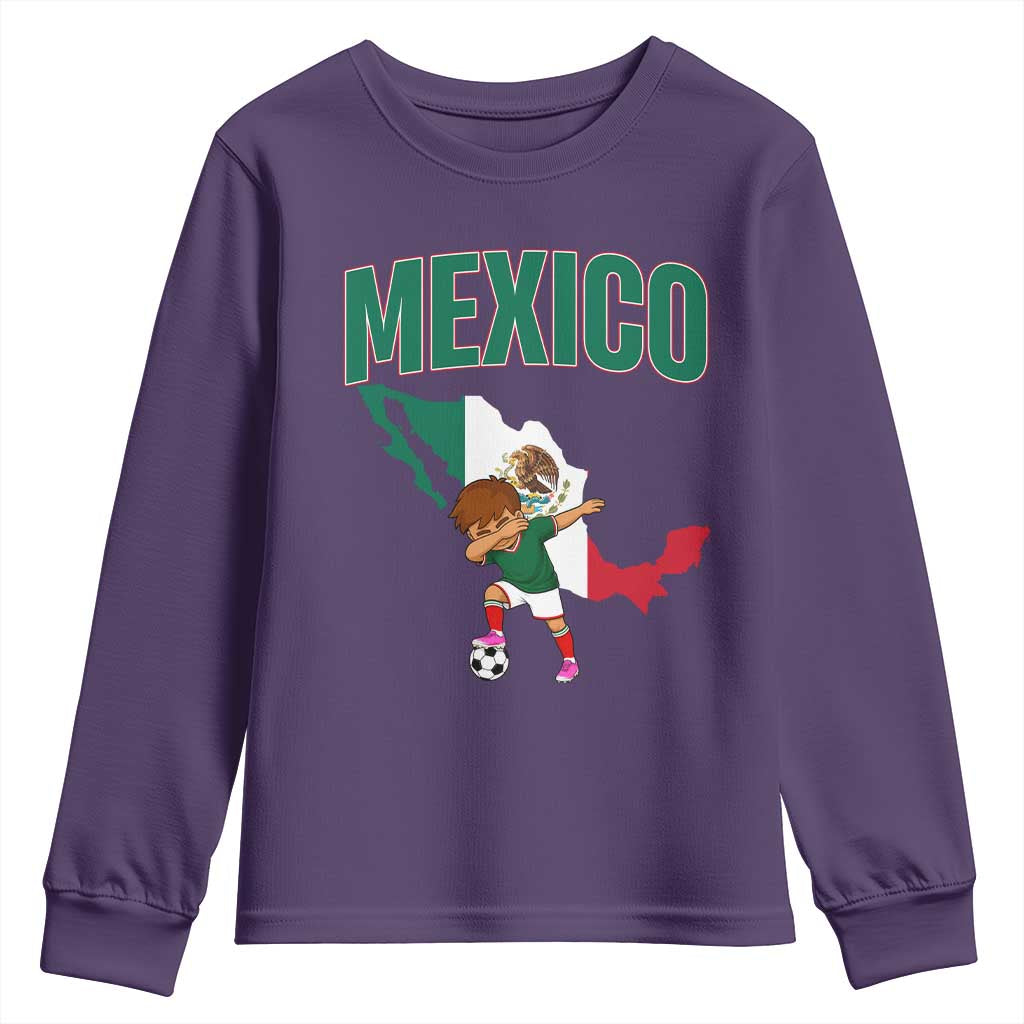 Mexico Soccer Boy Dabbing Boy Mexican Flag Map Youth Sweatshirt