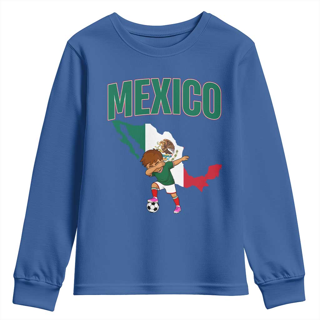 Mexico Soccer Boy Dabbing Boy Mexican Flag Map Youth Sweatshirt
