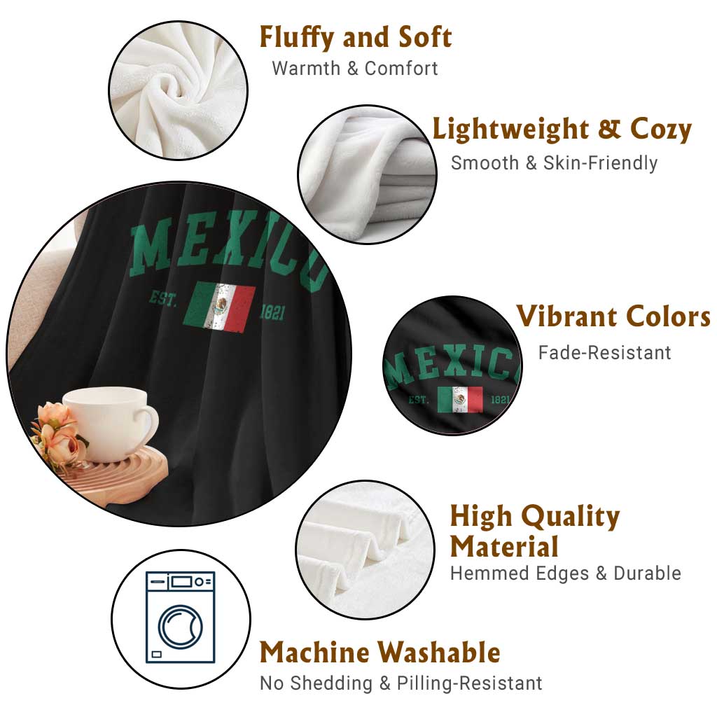 Mexico Mexican Flag Vintage Pride Throw Blanket
