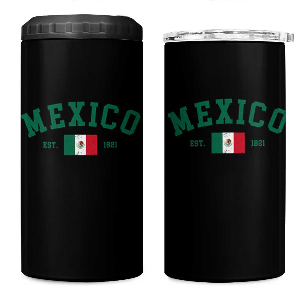 Mexico Mexican Flag Vintage Pride 4 in 1 Can Cooler Tumbler
