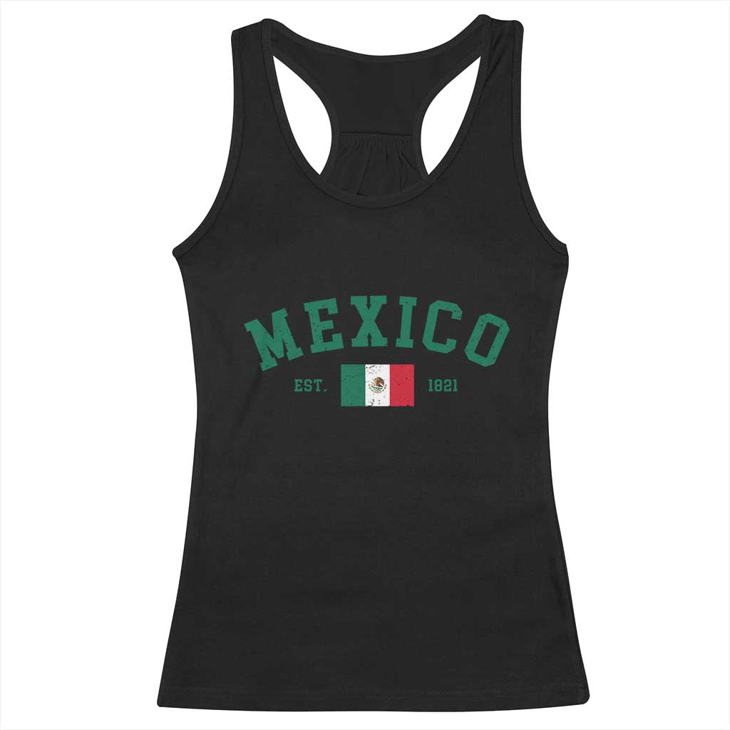 Mexico Mexican Flag Vintage Pride Racerback Tank Top