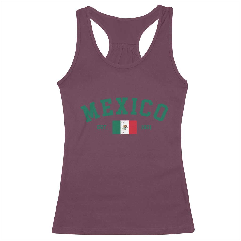 Mexico Mexican Flag Vintage Pride Racerback Tank Top