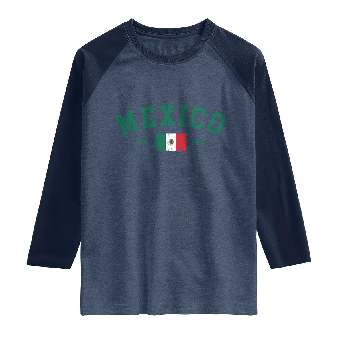 Mexico Mexican Flag Vintage Pride Raglan Shirt