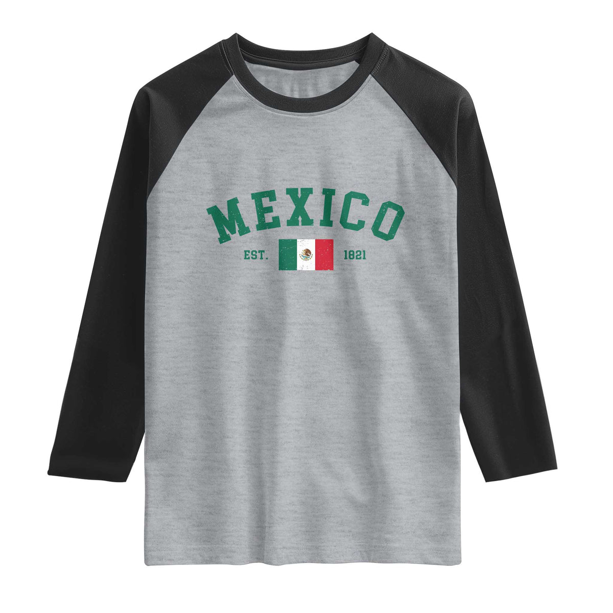 Mexico Mexican Flag Vintage Pride Raglan Shirt