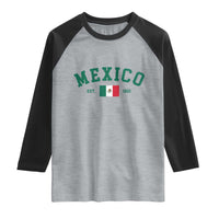 Mexico Mexican Flag Vintage Pride Raglan Shirt