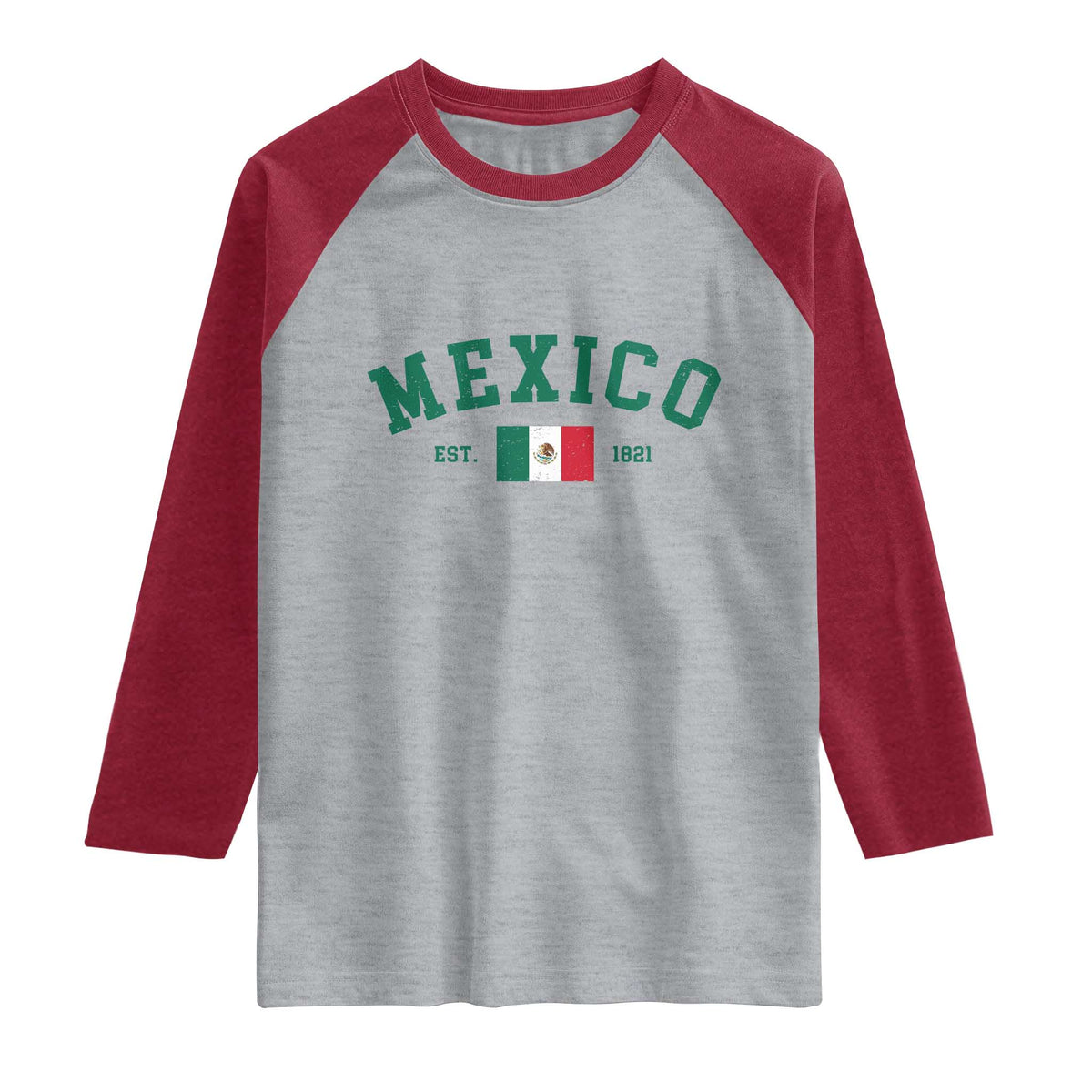 Mexico Mexican Flag Vintage Pride Raglan Shirt