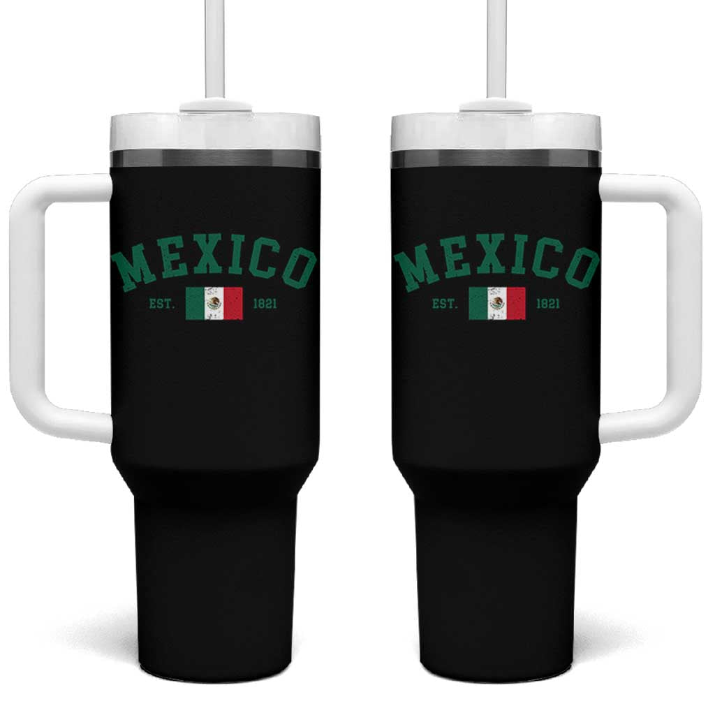 Mexico Mexican Flag Vintage Pride Tumbler With Handle