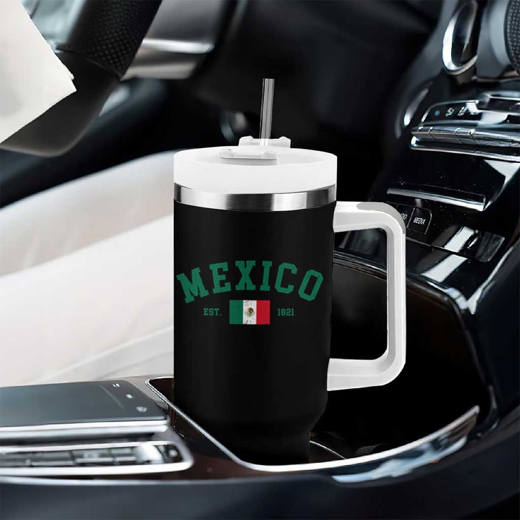 Mexico Mexican Flag Vintage Pride Tumbler With Handle