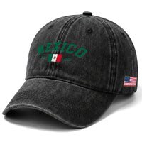Mexico Mexican Flag Vintage Pride Washed Cotton Baseball Cap