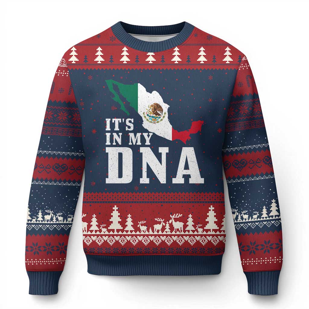 It's in My DNA Mexican Proud Hispanic Gift Mexico Flag Ugly Christmas Sweater