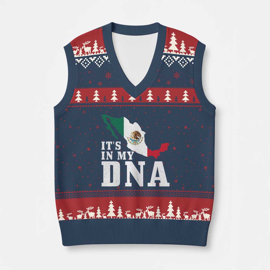 It's in My DNA Mexican Proud Hispanic Gift Mexico Flag V-Neck Knit Sweater Vest