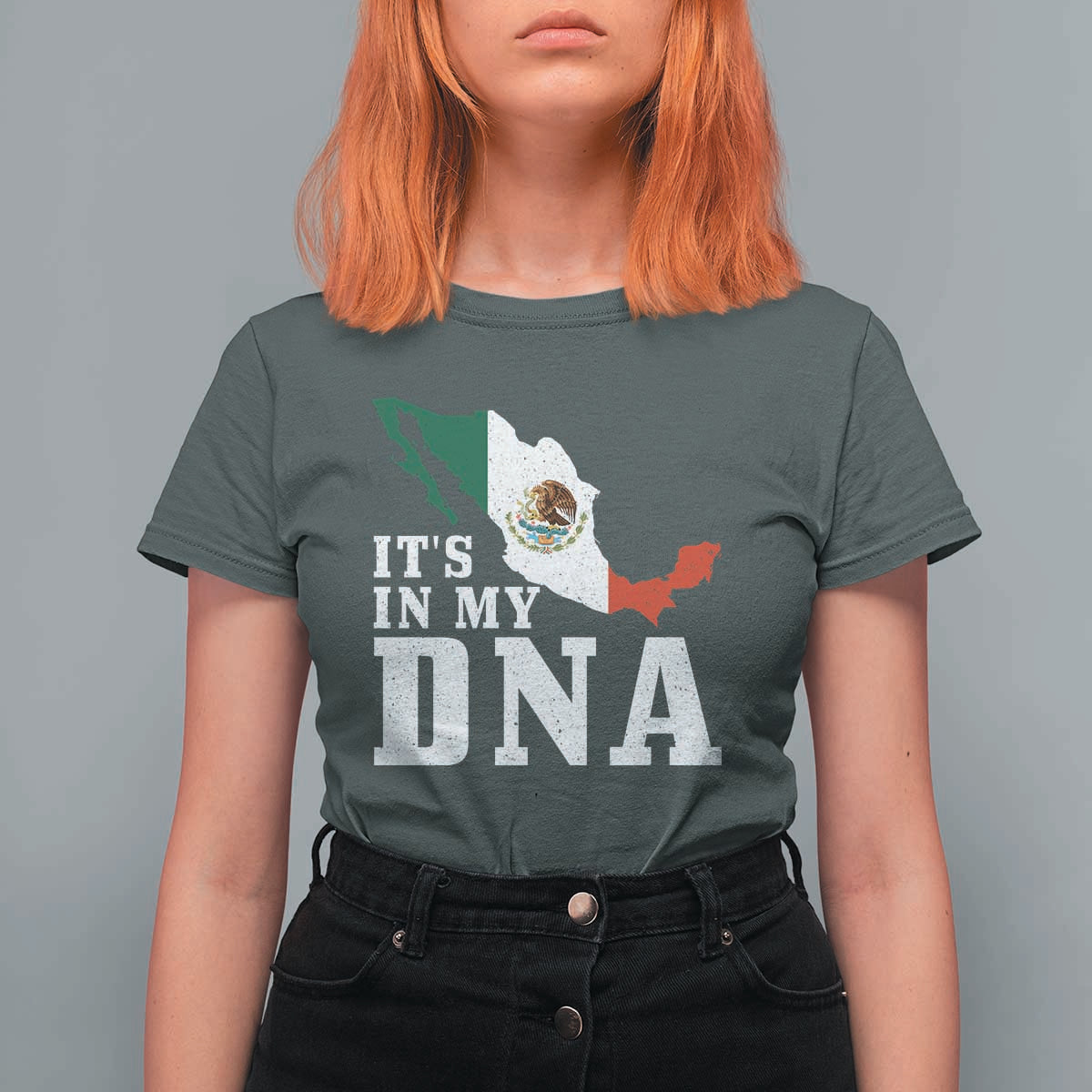 It's in My DNA Mexican Proud Hispanic Gift Mexico Flag T Shirt For Women