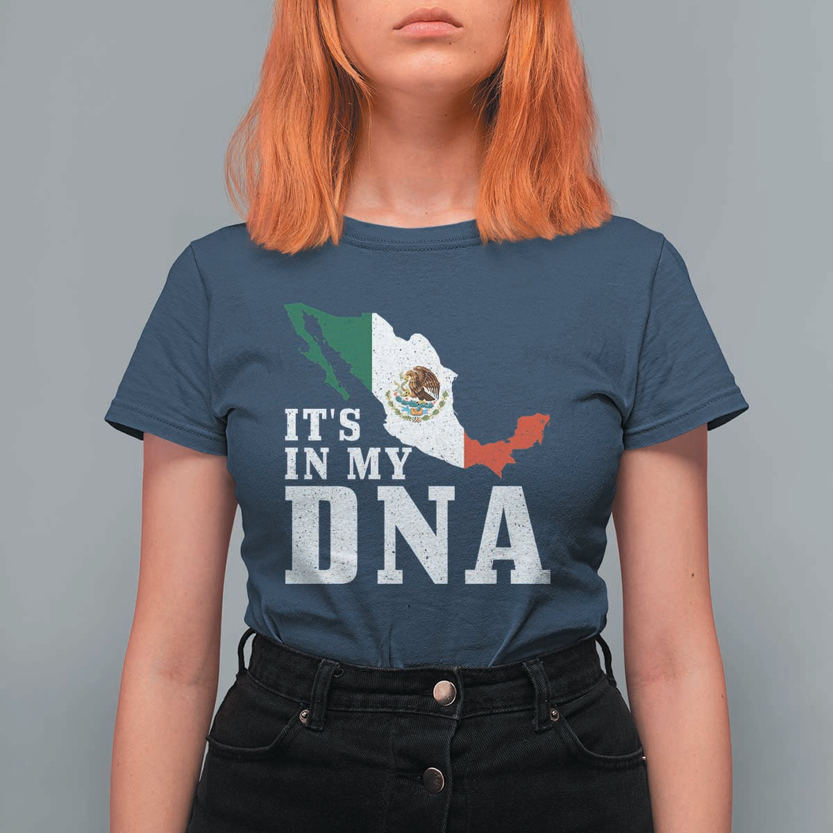 It's in My DNA Mexican Proud Hispanic Gift Mexico Flag T Shirt For Women