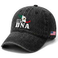 It's in My DNA Mexican Proud Hispanic Gift Mexico Flag Washed Cotton Baseball Cap