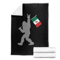 Bigfoot Rock On Hold Mexico Flag Sasquatch Believers Throw Blanket