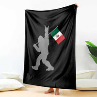 Bigfoot Rock On Hold Mexico Flag Sasquatch Believers Throw Blanket