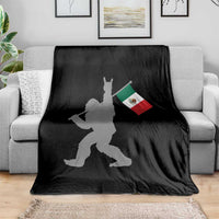 Bigfoot Rock On Hold Mexico Flag Sasquatch Believers Throw Blanket