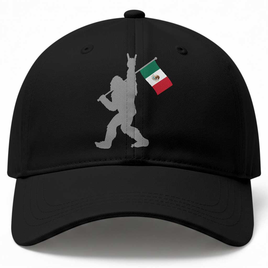Bigfoot Rock On Hold Mexico Flag Sasquatch Believers Baseball Cap