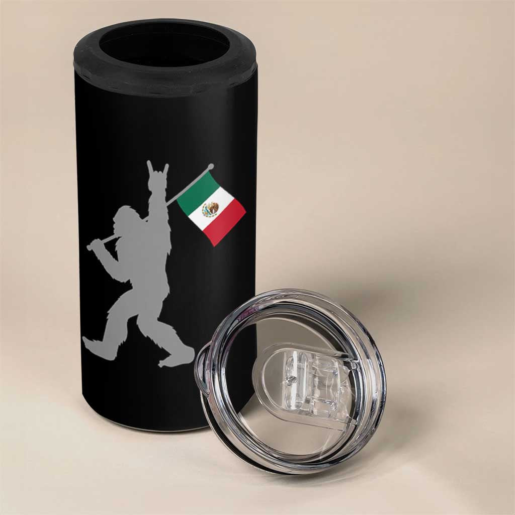 Bigfoot Rock On Hold Mexico Flag Sasquatch Believers 4 in 1 Can Cooler Tumbler