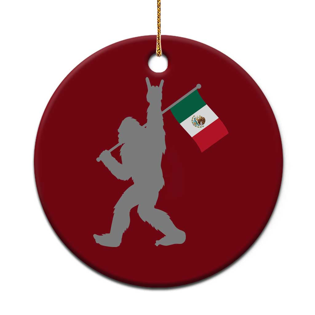 Bigfoot Rock On Hold Mexico Flag Sasquatch Believers Ceramic Ornament
