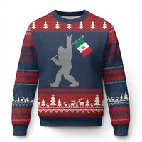 Bigfoot Rock On Hold Mexico Flag Sasquatch Believers Ugly Christmas Sweater