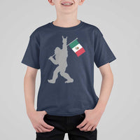 Bigfoot Rock On Hold Mexico Flag Sasquatch Believers T Shirt For Kid