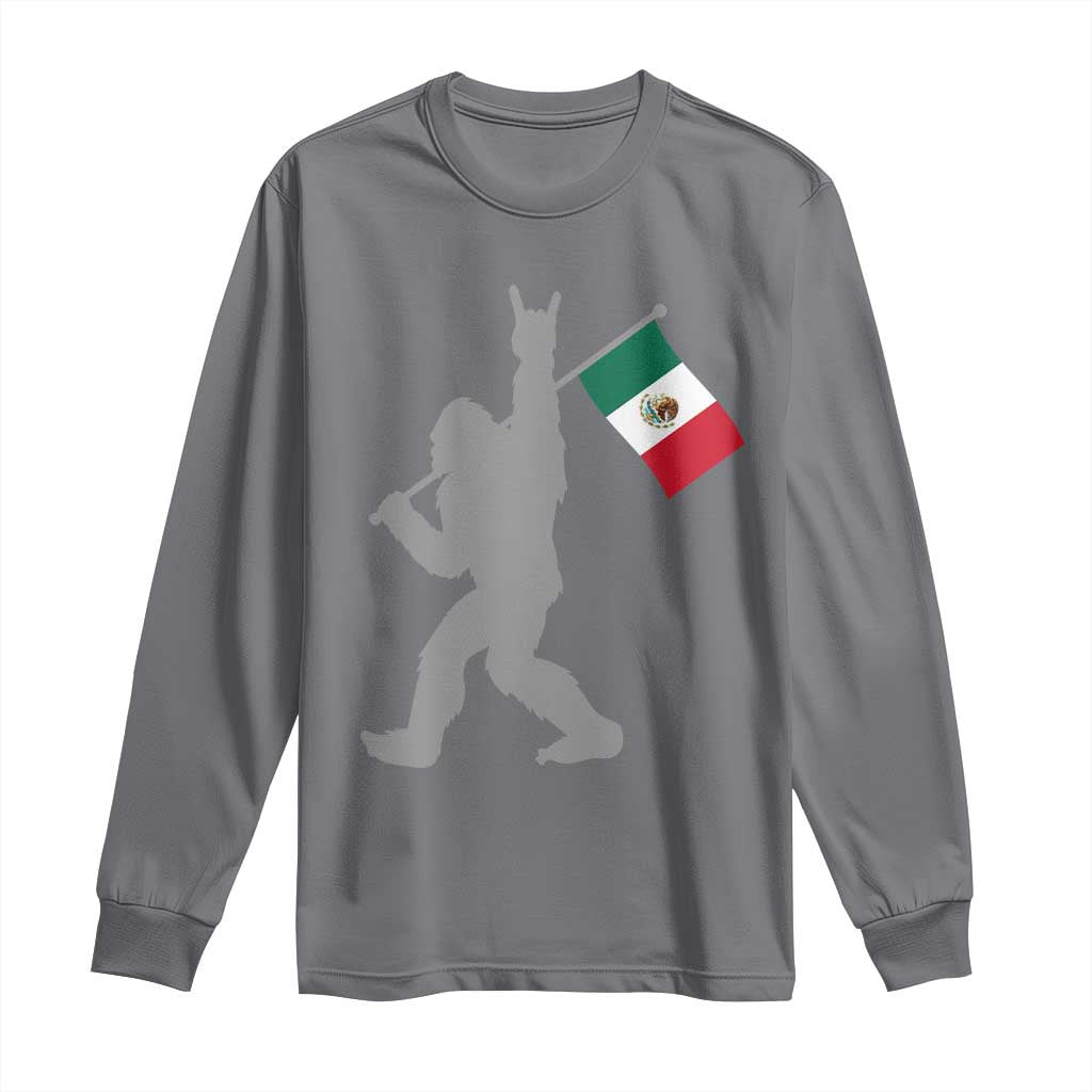 Bigfoot Rock On Hold Mexico Flag Sasquatch Believers Long Sleeve Shirt