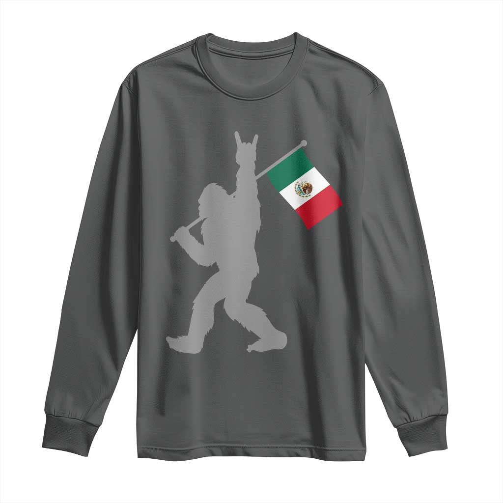Bigfoot Rock On Hold Mexico Flag Sasquatch Believers Long Sleeve Shirt