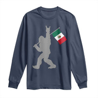 Bigfoot Rock On Hold Mexico Flag Sasquatch Believers Long Sleeve Shirt