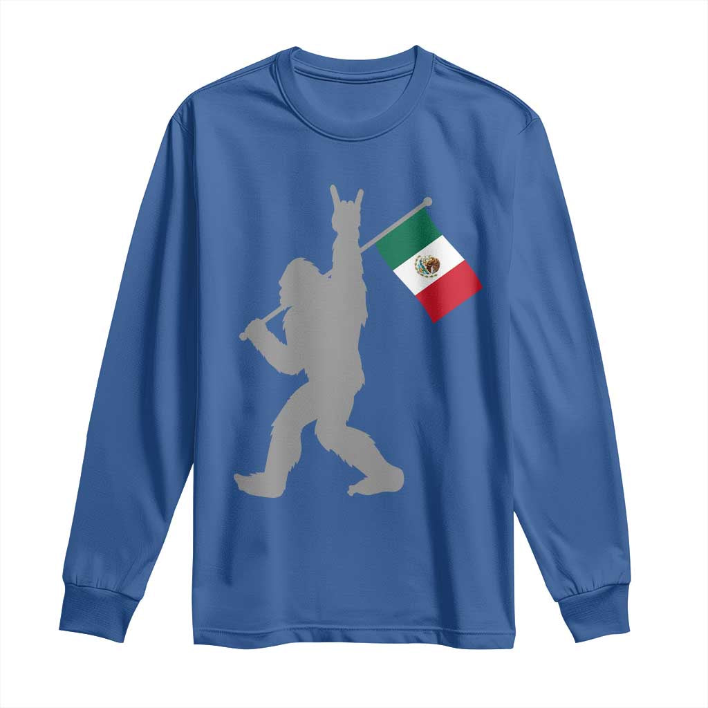 Bigfoot Rock On Hold Mexico Flag Sasquatch Believers Long Sleeve Shirt