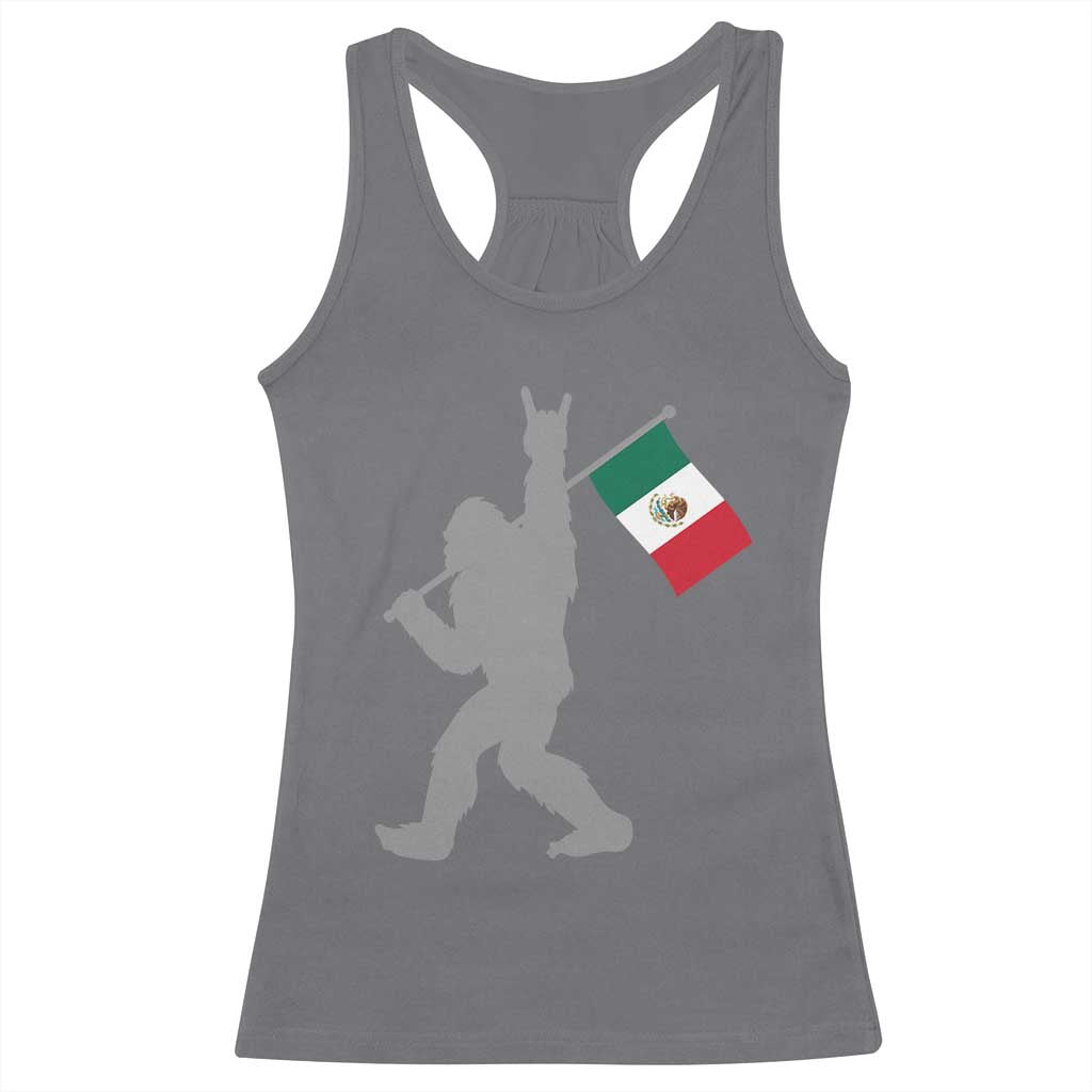 Bigfoot Rock On Hold Mexico Flag Sasquatch Believers Racerback Tank Top