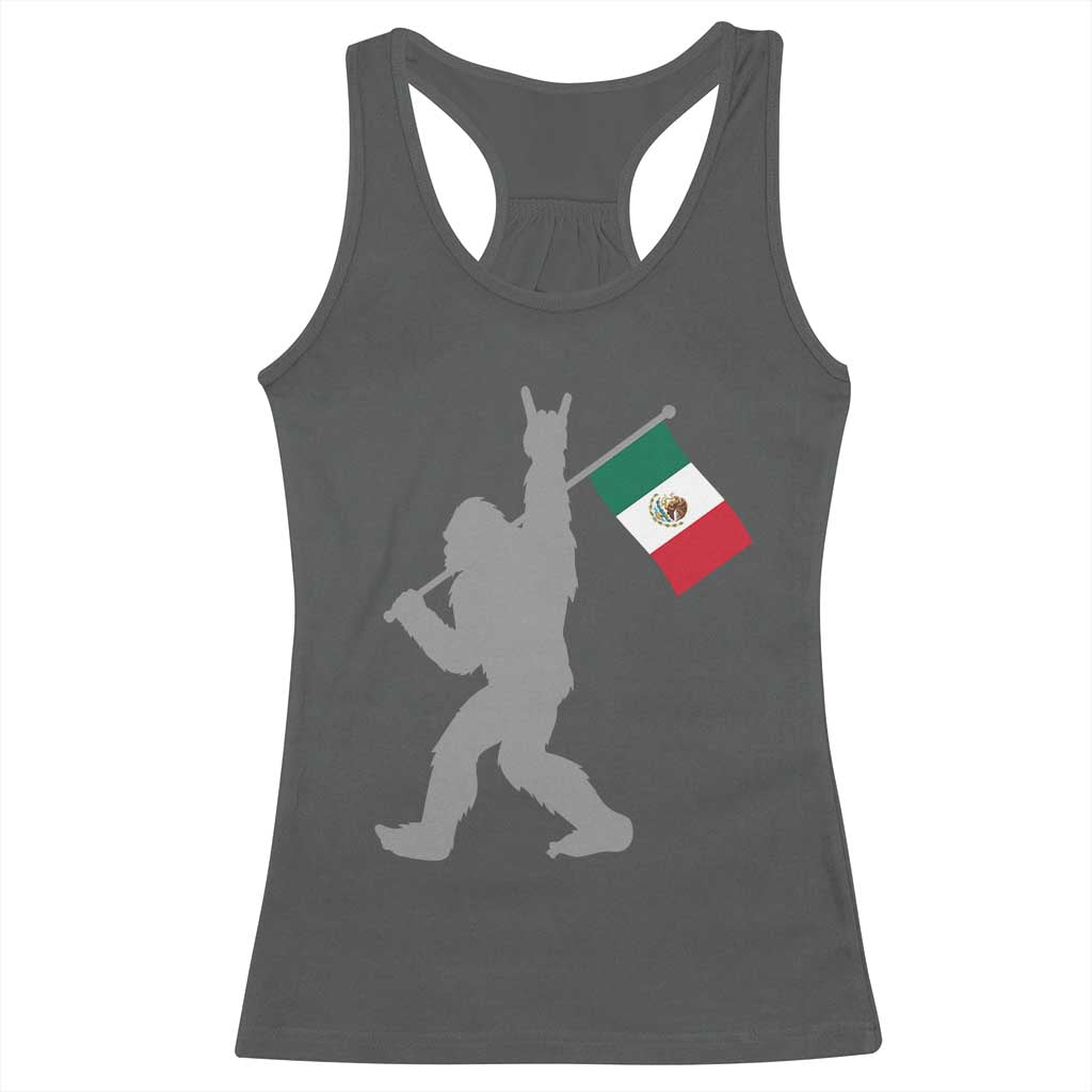 Bigfoot Rock On Hold Mexico Flag Sasquatch Believers Racerback Tank Top