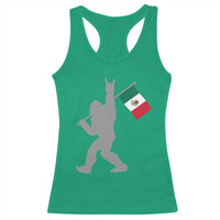 Bigfoot Rock On Hold Mexico Flag Sasquatch Believers Racerback Tank Top
