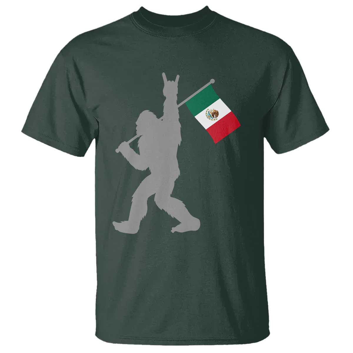Bigfoot Rock On Hold Mexico Flag Sasquatch Believers T Shirt