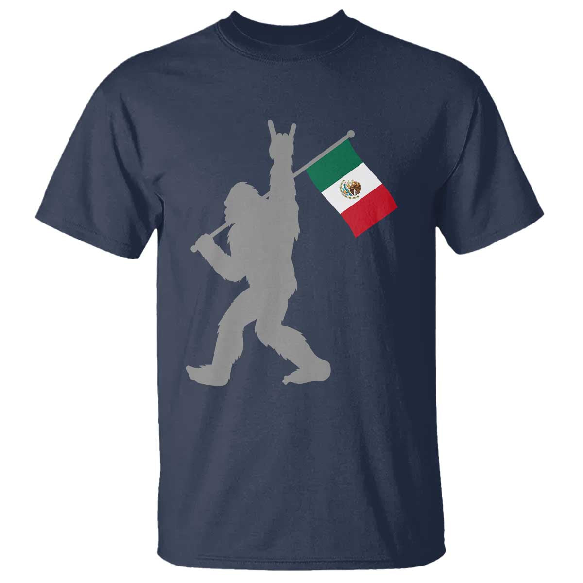 Bigfoot Rock On Hold Mexico Flag Sasquatch Believers T Shirt
