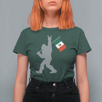 Bigfoot Rock On Hold Mexico Flag Sasquatch Believers T Shirt For Women