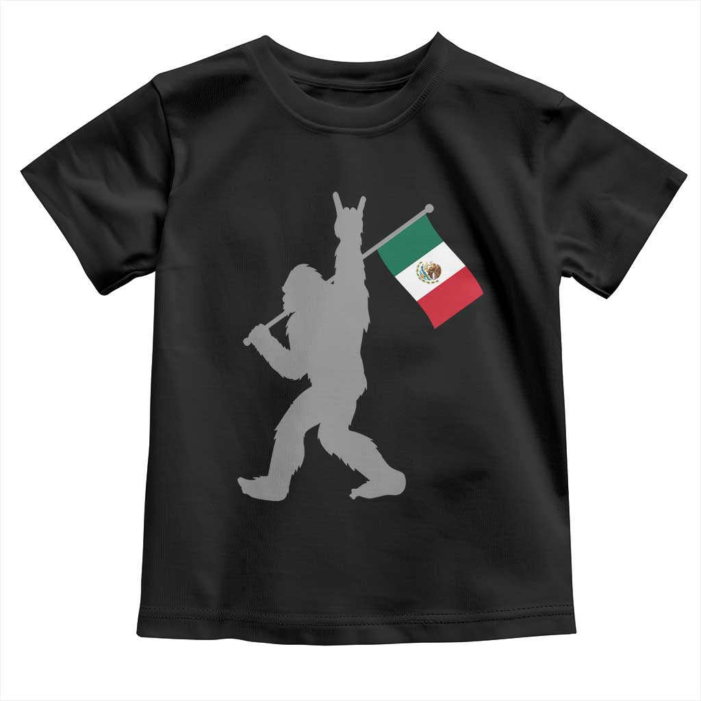Bigfoot Rock On Hold Mexico Flag Sasquatch Believers Toddler T Shirt