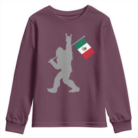 Bigfoot Rock On Hold Mexico Flag Sasquatch Believers Youth Sweatshirt